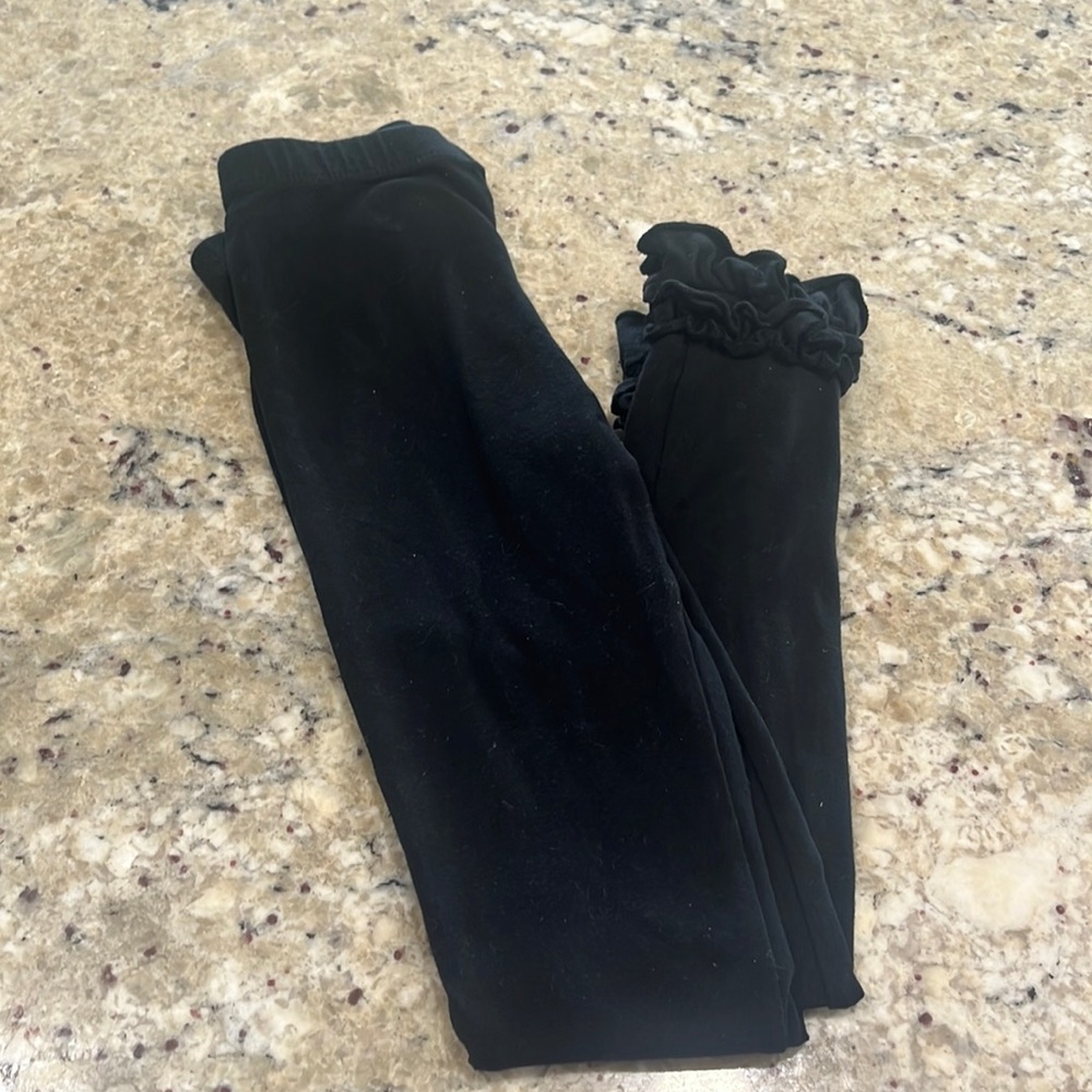Chasing Fireflies Black Ruffle Leggings Girls 10